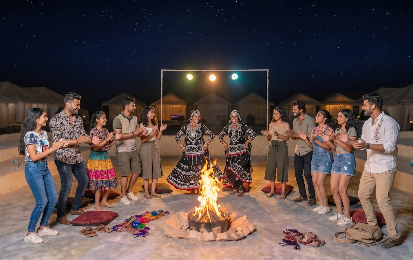 Family-friendly DJ night by the dunes at desert camp